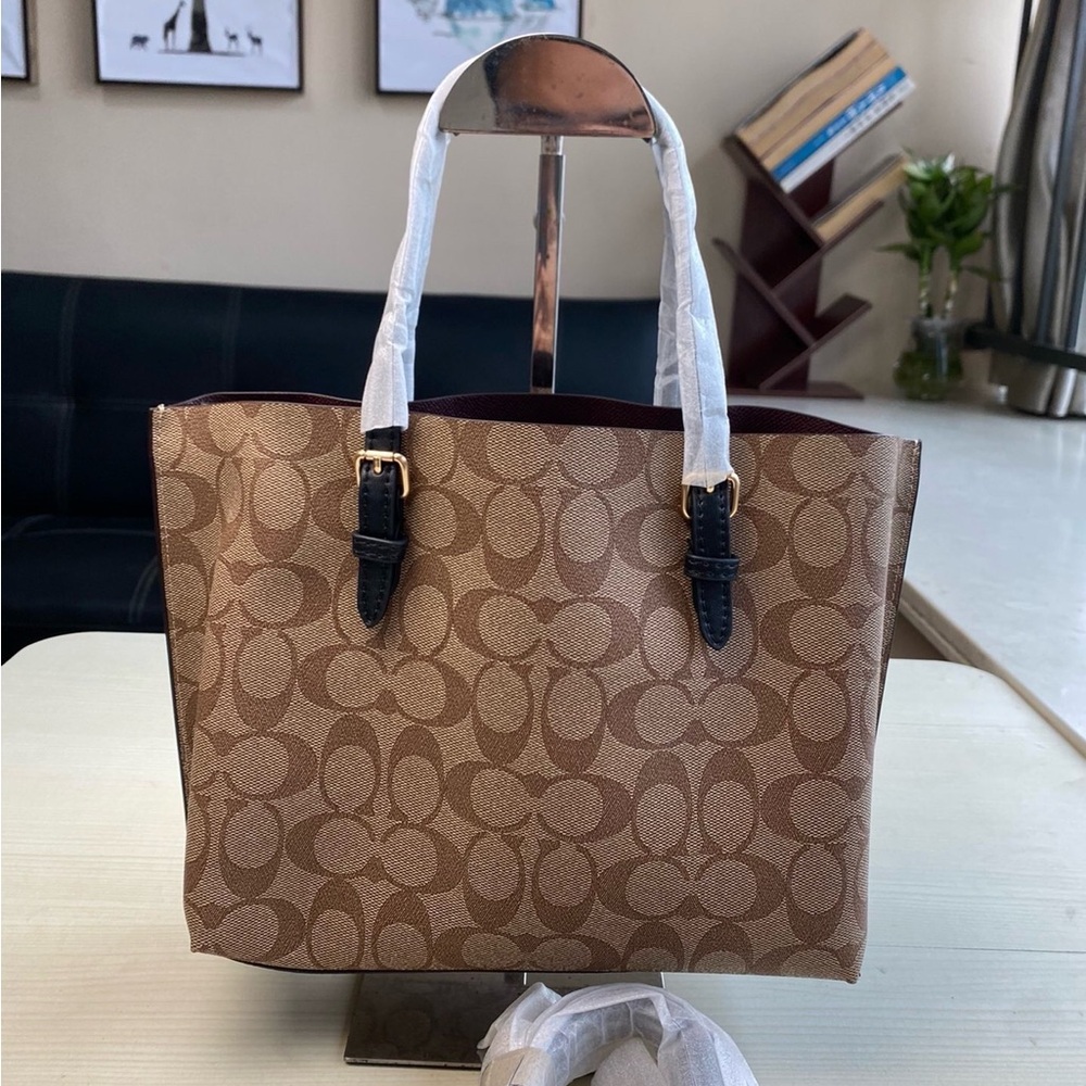 COACH Classic Pattern Mollie Tote Bag - Picture 3 of 7